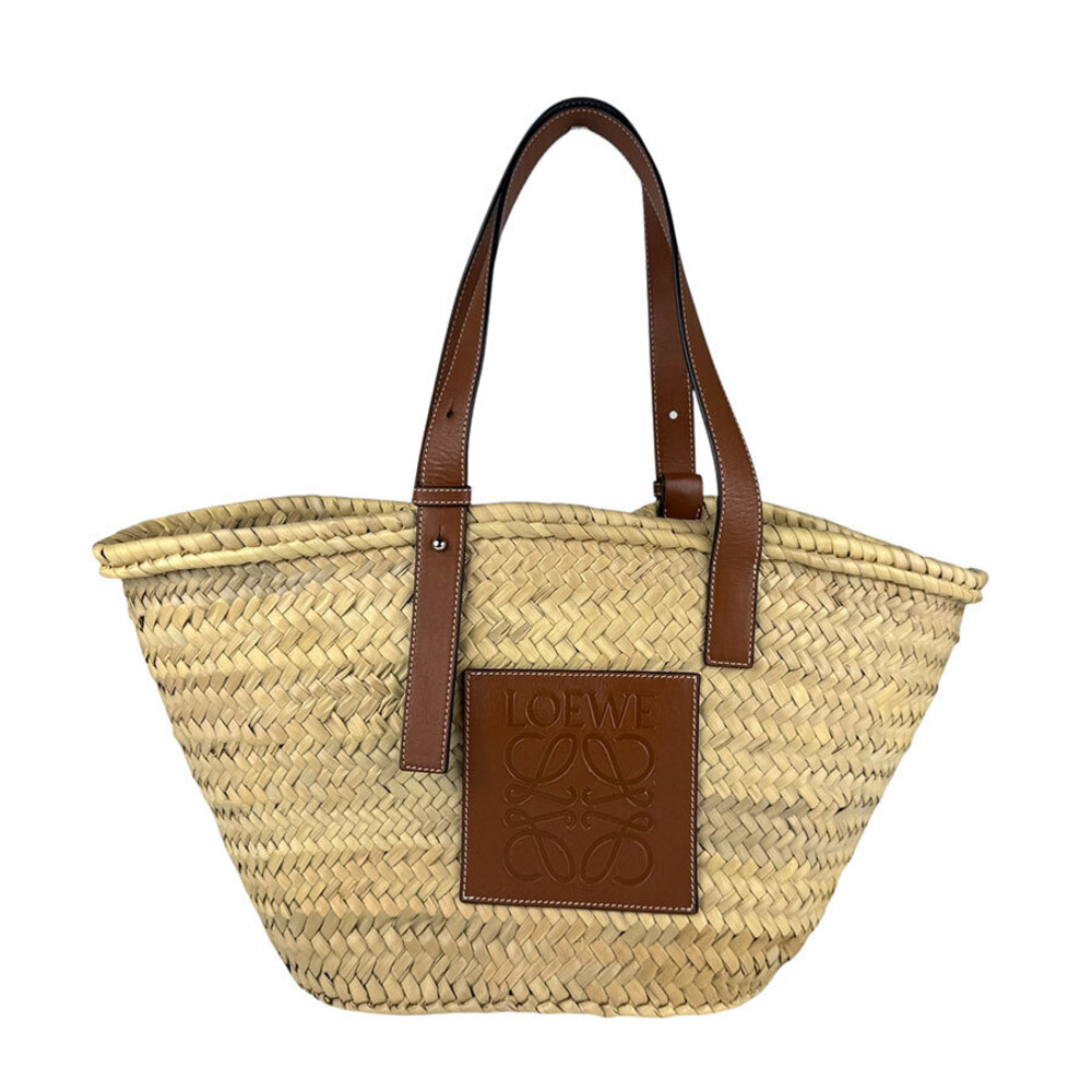 LOEWE Basket Bag Straw Leather Natural Tan
